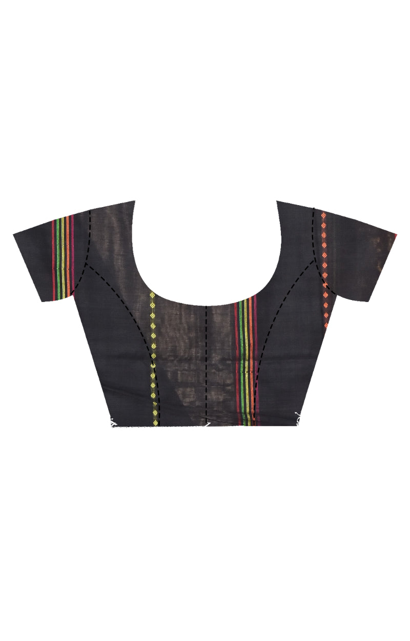 Morchari Pure Cotton Dhakai Jamdani Handloom Saree-Black | Grocsy