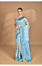 Morchari Women Desgin Chanderi Silk Saree-Blue | Grocsy