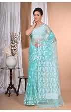 Morchari Heavy Jamdani Saree-Green | Grocsy
