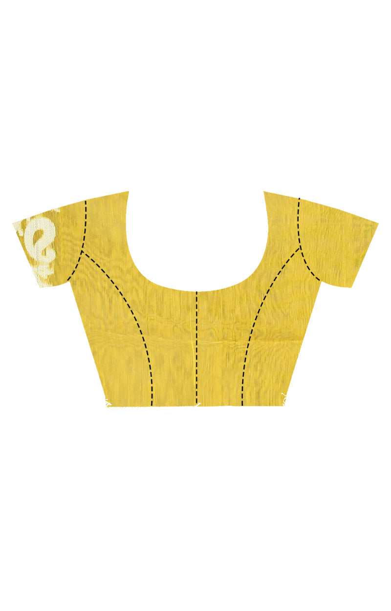 Morchari Pure Cotton Dhakai Jamdani Handloom Saree-Yellow | Grocsy