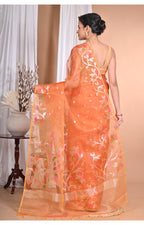 Morchari Heavy Jamdani Silk Orzanga Saree-Orange | Grocsy