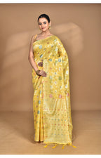 Morchari Women Desgin Chanderi Silk Saree-Yellow | Grocsy