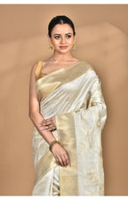 Morchari Jari Sami Silk Saree-Off White | Grocsy