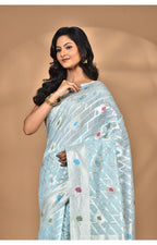 Morchari Women Desgin Chanderi Silk Saree-Blue | Grocsy