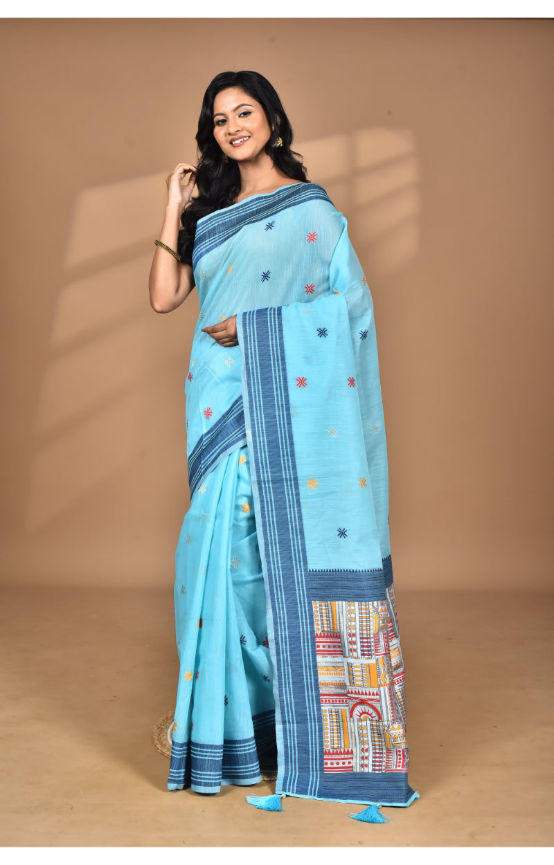 Morchari Women Desgin Chanderi Silk Saree-Blue | Grocsy