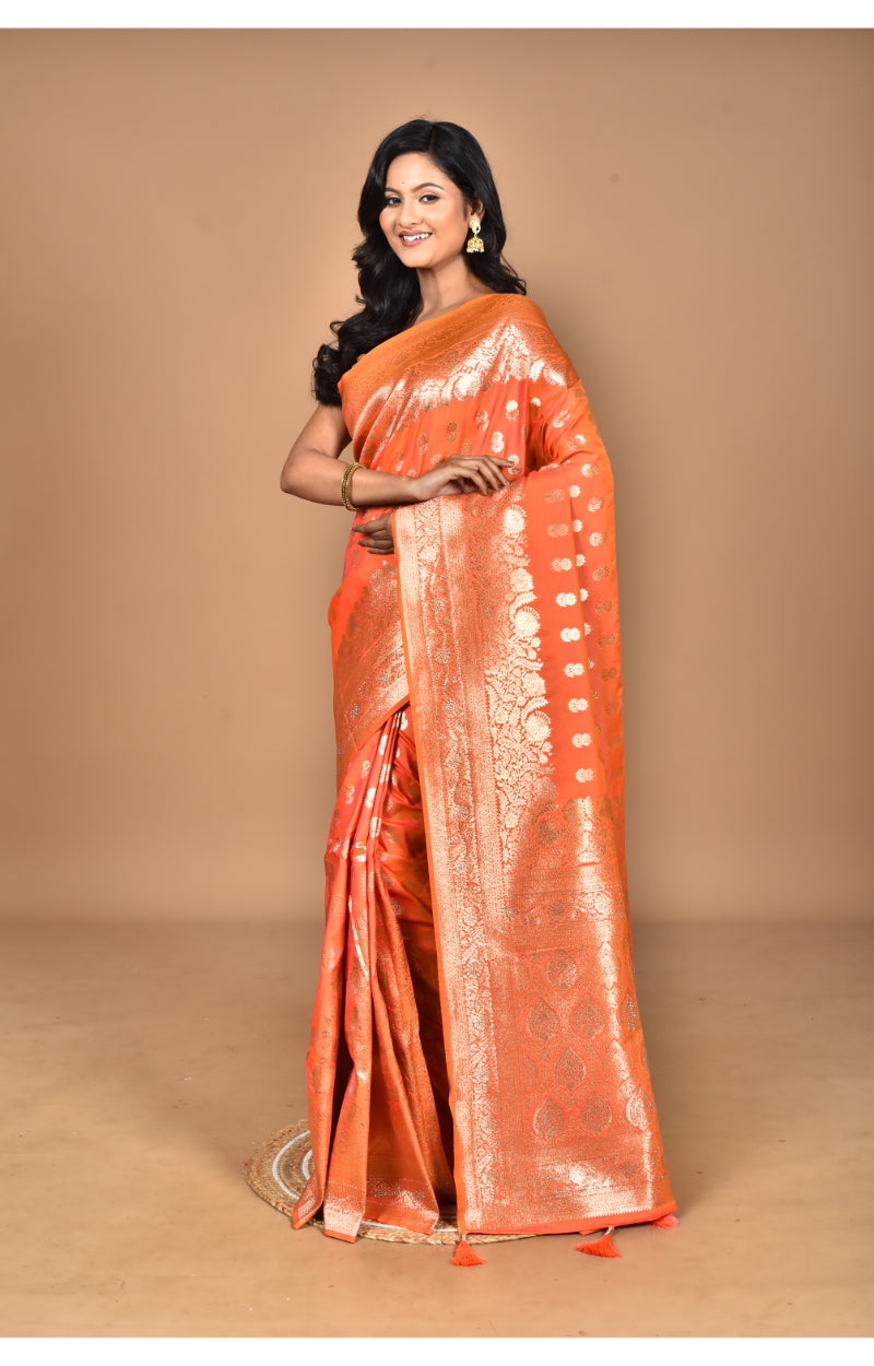 Morchari Heavy Kolhapuri Stone Work Saree-Peach | Grocsy
