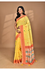 Morchari Women Desgin Chanderi Silk Saree-Yellow | Grocsy