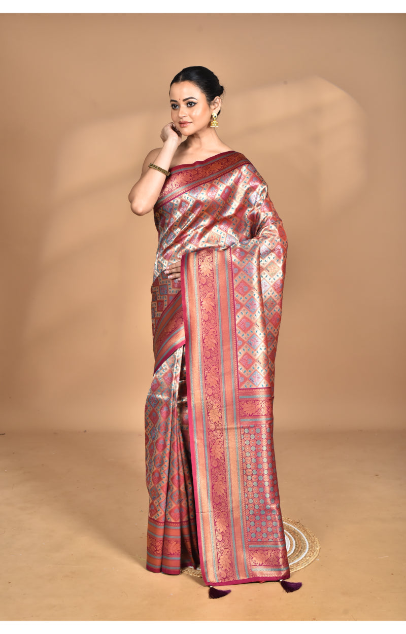 Morchari Rajputana Kanjiviram Silk Saree-Purple | Grocsy