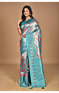 Morchari Ethnic Motifs Silk Blend Dharmavaram Saree-Green | Grocsy