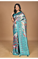 Morchari Ethnic Motifs Silk Blend Dharmavaram Saree-Green | Grocsy