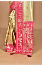 Morchari Women Desgin Two Dai Silk Saree-Beige | Grocsy