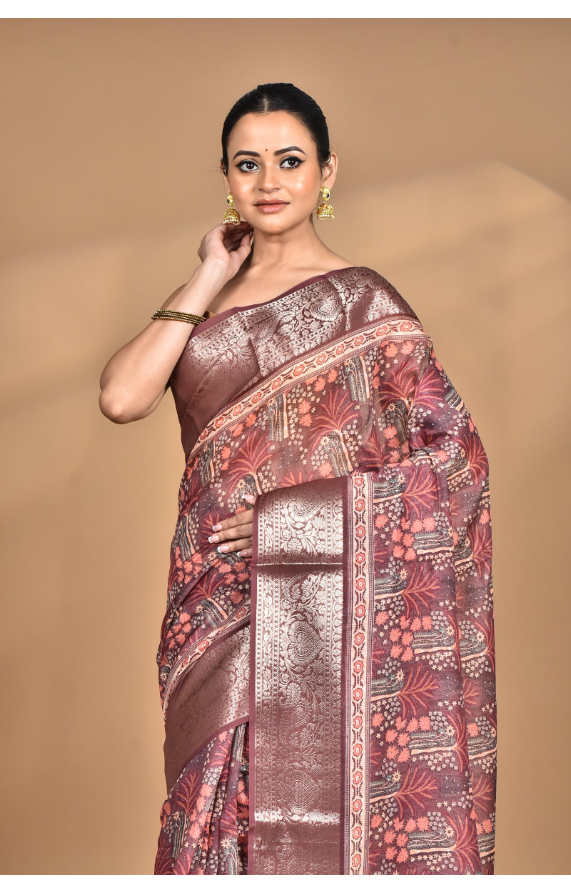 Morchari Chanderi Digital Print Saree-Multi | Grocsy