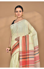Morchari Pure Cotton Dhakai Jamdani Handloom Saree-Cream | Grocsy