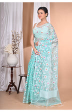 Morchari Heavy Jamdani Saree-Blue | Grocsy