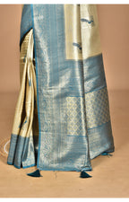 Morchari Women Desgin Banarasi Silk Saree-Beige | Grocsy