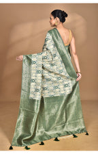 Morchari Women Desgin Chanderi Silk Saree-Green | Grocsy
