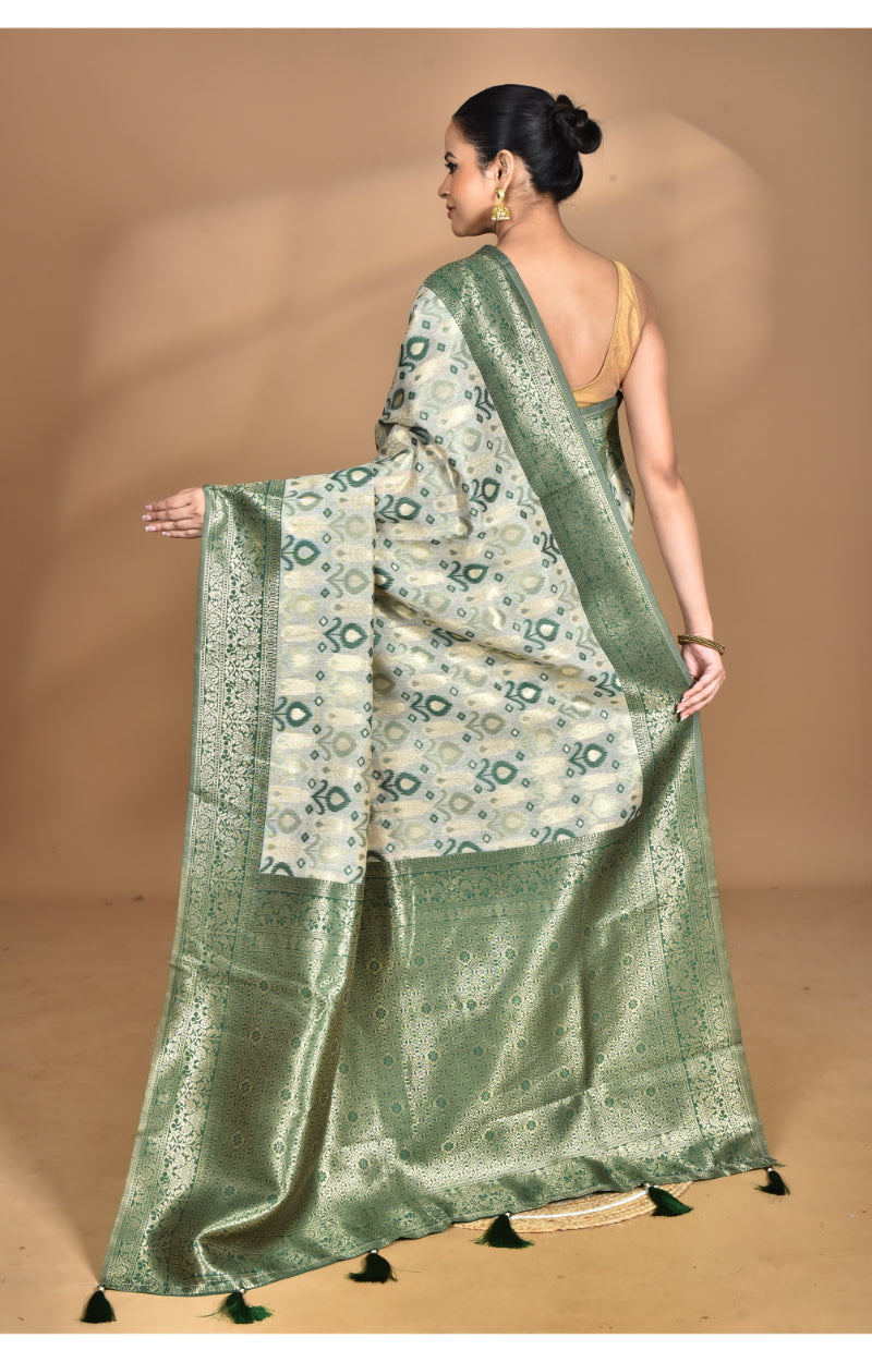 Morchari Women Desgin Chanderi Silk Saree-Green | Grocsy