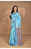 Morchari Women Desgin Chanderi Silk Saree-Blue | Grocsy