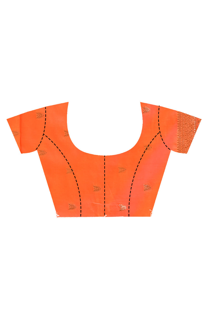 Morchari Heavy Kolhapuri Stone Work Saree-Orange | Grocsy