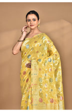 Morchari Women Desgin Chanderi Silk Saree-Yellow | Grocsy