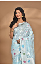 Morchari Women Desgin Chanderi Silk Saree-Blue | Grocsy