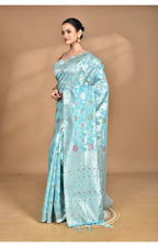 Morchari Women Desgin Chanderi Silk Saree-Blue | Grocsy