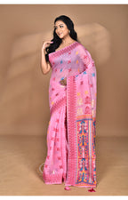 Morchari Women Desgin Chanderi Silk Saree-Pink | Grocsy