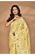 Morchari Women Desgin Chanderi Silk Saree-Yellow | Grocsy