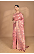 Morchari Banarasi Silk Chanderi Saree-Peach | Grocsy