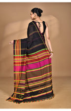 Morchari Pure Cotton Dhakai Jamdani Handloom Saree-Black | Grocsy