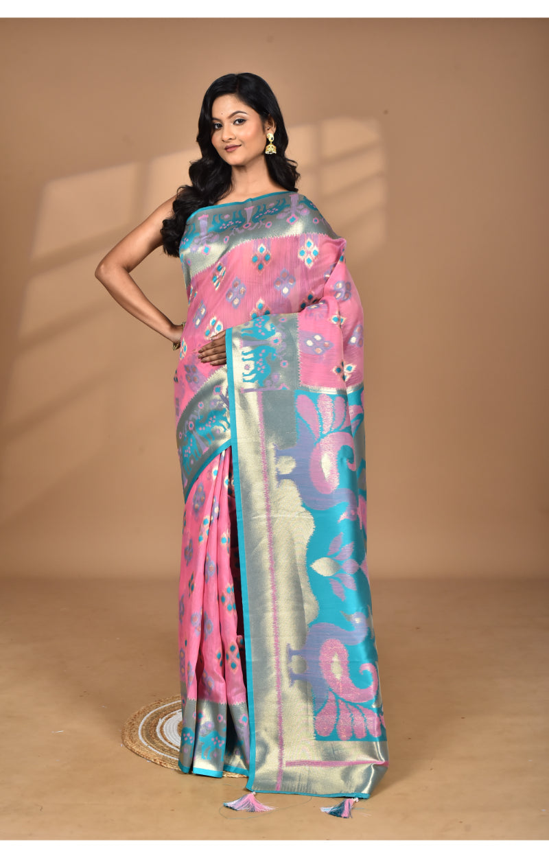 Morchari Women Desgin Two Dai Linen Saree-Multi | Grocsy