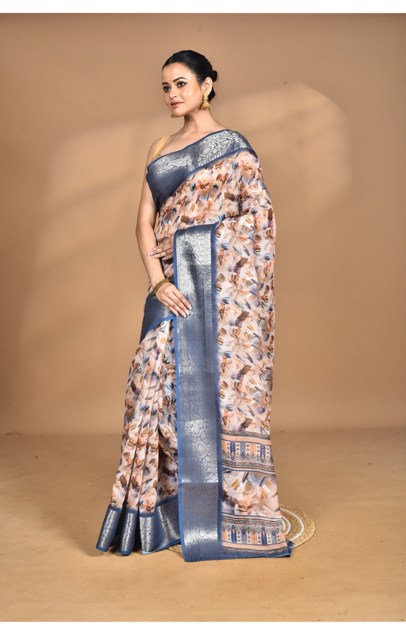 Morchari Chanderi Digital Print Saree-Multi | Grocsy