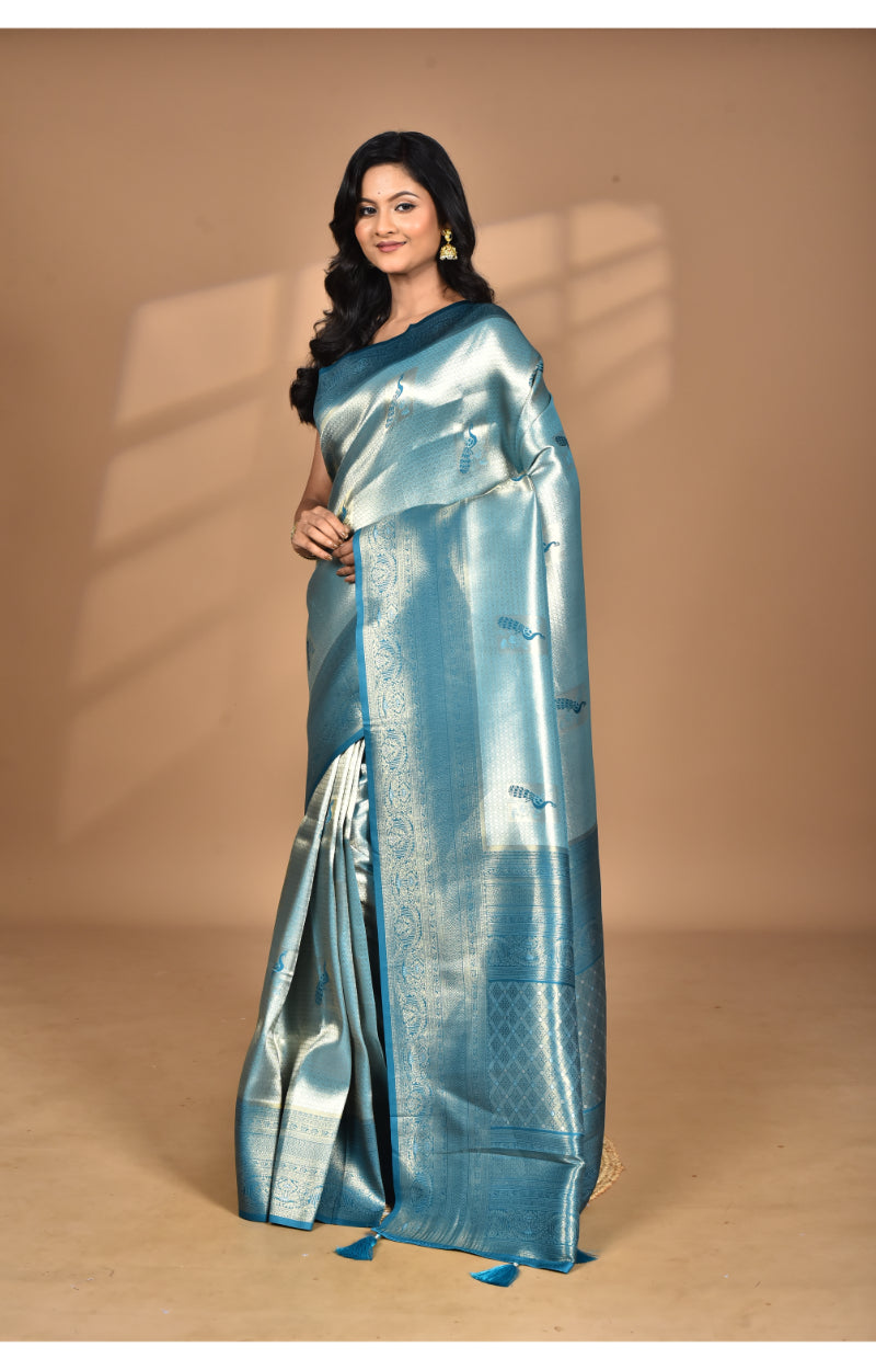 Morchari Women Desgin Banarasi Silk Saree-Green | Grocsy