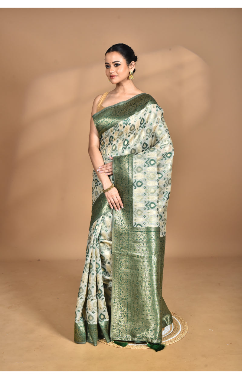 Morchari Women Desgin Chanderi Silk Saree-Green | Grocsy