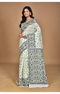 Morchari Pure Cotton Dhakai Jamdani Handloom Saree-Cream | Grocsy