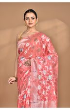 Morchari Women Desgin Chanderi Silk Saree-Peach | Grocsy