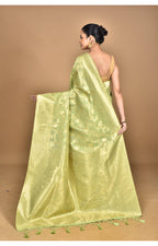Morchari Banarasi Silk Chanderi Saree-Green | Grocsy