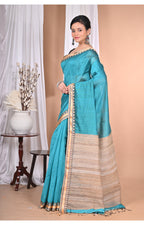 Morchari Pure Cotton Dhakai Jamdani Handloom Saree-Green | Grocsy