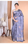 Morchari Pure Tussar Silk Handloom Saree-Grey | Grocsy