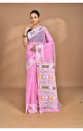 Morchari Pure Cotton Dhakai Jamdani Handloom Saree-Pink | Grocsy