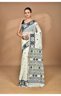 Morchari Pure Cotton Dhakai Jamdani Handloom Saree-Multi | Grocsy
