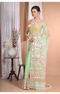 Morchari Heavy Jamdani Silk Orzanga Saree-Green | Grocsy
