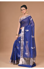 Morchari Heavy Chanderi Silk Saree-Navy Blue | Grocsy