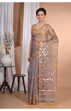 Morchari Heavy Jamdani Silk Orzanga Saree-Mehendi | Grocsy