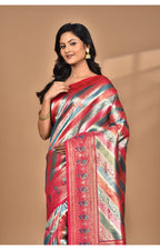 Morchari Ethnic Motifs Silk Blend Dharmavaram Saree-Pink | Grocsy