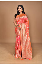 Morchari Heavy Kolhapuri Stone Work Saree-Orange | Grocsy