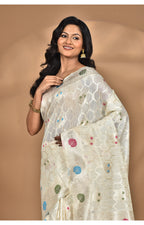 Morchari Women Desgin Chanderi Silk Saree-Cream | Grocsy