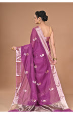 Morchari Heavy Chanderi Silk Saree-Purple | Grocsy