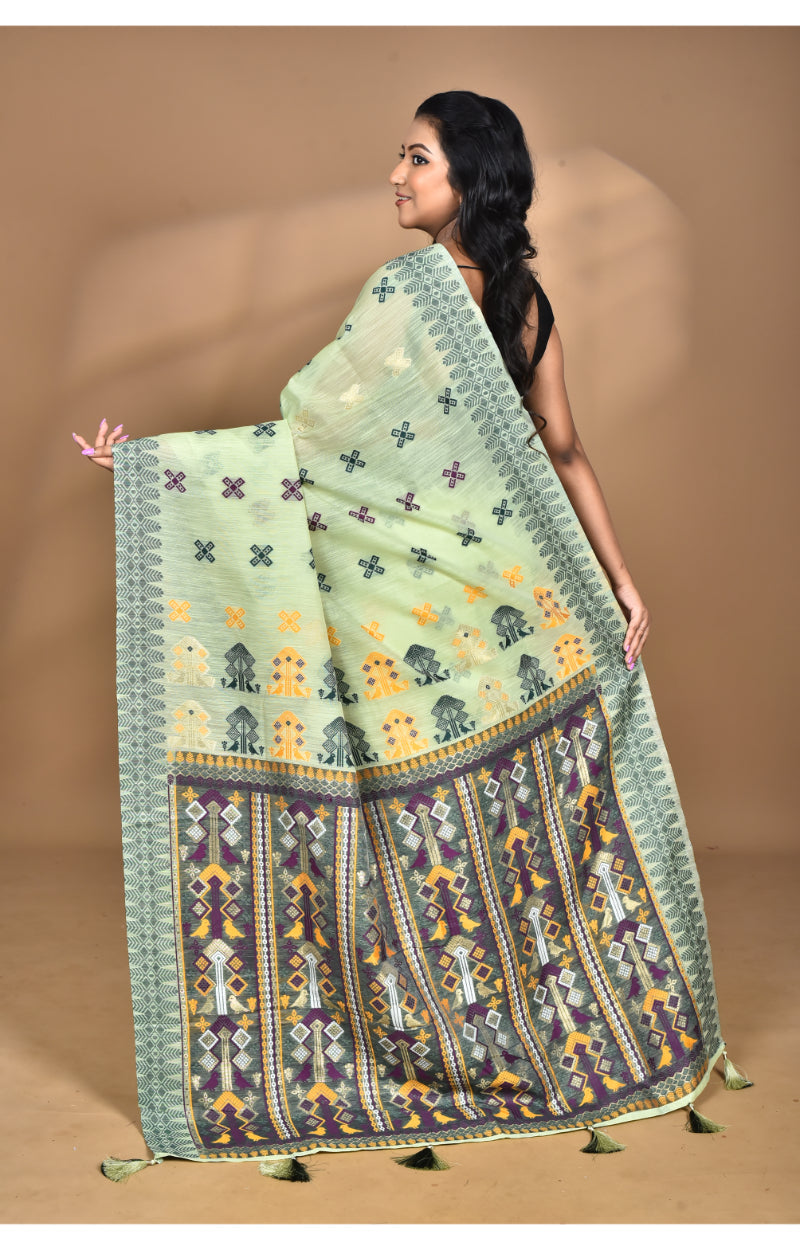 Morchari Women Desgin Chanderi Silk Saree-Green | Grocsy
