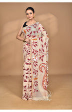 Morchari Pure Cotton Dhakai Jamdani Handloom Saree-Burlywood | Grocsy